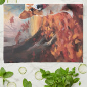 コルギ紅葉秋インスパイア キッチンタオル (折り畳み)