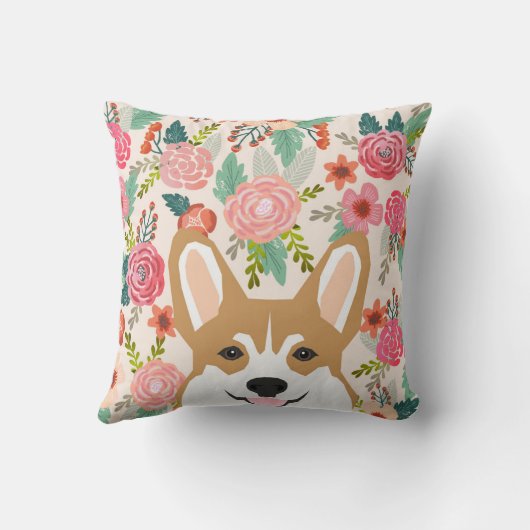 コルギ花模様春ウェルシュコーギー枕 クッション (裏面)