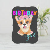 コルギ誕生日ガールコルギ愛犬家ズギフト 招待状 (スタンド正面)