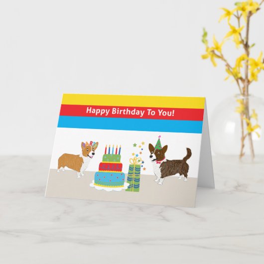 コルギ誕生日 カード (黄色い花)