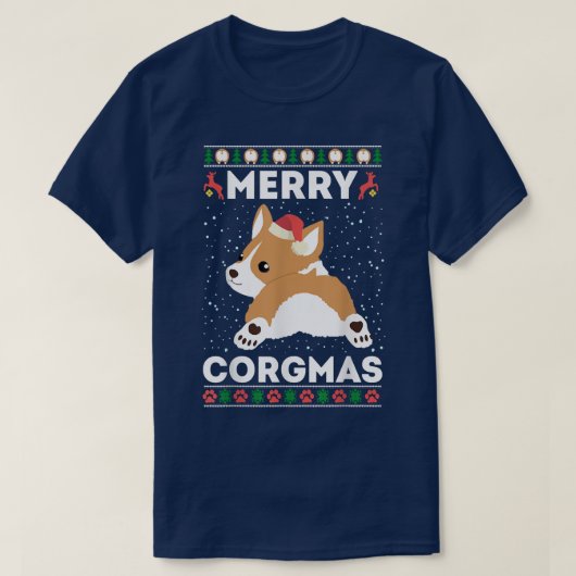 コルギ醜いクリスマスセーターメリースタイルコルグマスS Tシャツ (デザイン正面)