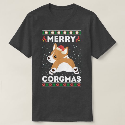 コルギ醜いクリスマスセーターメリースタイルコルグマスS Tシャツ (デザイン正面)