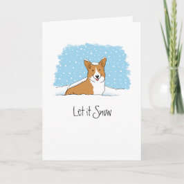 コルギ雪可愛い犬の白いクリスマスカスタム シーズンカード
