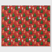 コルギ飾スツリー – パターン赤 ラッピングペーパー (フラット)