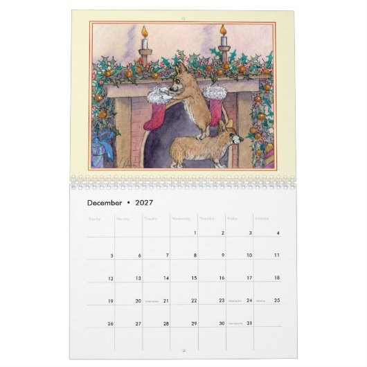 コルギ魔法-ウェルシュコーギー犬または月2つ カレンダー (12月 2027)
