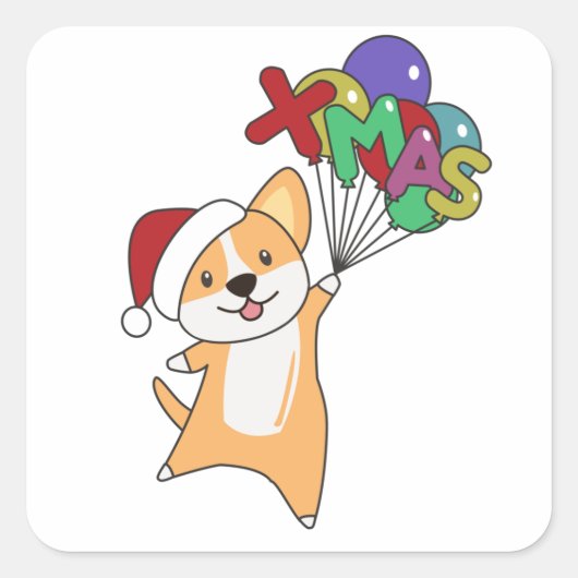 コルギ・クリスマス・スノー・ウィンター・アニマルズ・コルギス スクエアシール (正面)
