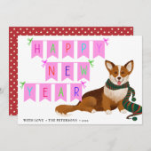 コルギ |リボンで新年を迎えるかわいい幸せ シーズンカード (正面/裏面)