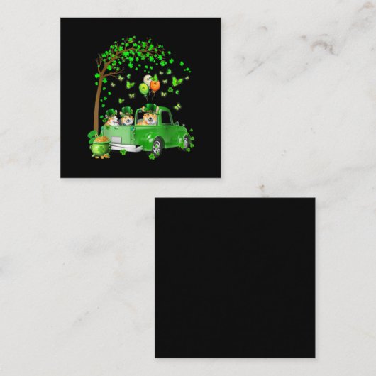 コルギ・St patricks day・グリーン・トラック・アンダー・ザ・ツリー スクエア名刺 (正面/裏面)