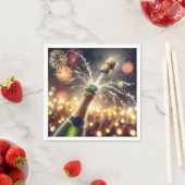 コルクが飛び出す新年のシャンパン スタンダードカクテルナプキン (インサイチュ)