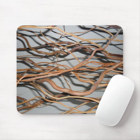 コルクせん抜きのヤナギ、歪んだ枝写真 マウスパッド (マウス)
