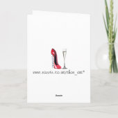 コルクせん抜きの小剣の靴およびシャンペンのフルートガラス カード (裏面)