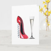 コルクせん抜きの小剣の靴およびシャンペンのフルートガラス カード (黄色い花)