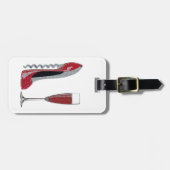 コルクせん抜きの赤い小剣および赤ワインの芸術 ラゲッジタグ (正面横)