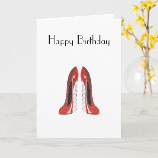 コルクせん抜きの赤い小剣が付いているバースデー・カードはgrに蹄鉄を打ちます カード (黄色い花)