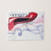 コルクせん抜きの赤い小剣の靴のパズル ジグソーパズル (横)