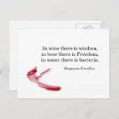 コルクねじワインおよびビール引用文の郵便はがき ポストカード (正面/裏面)