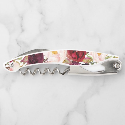 コルクねじ結婚式の引き出物-バーガンディMarsala ソムリエナイフ (裏面)