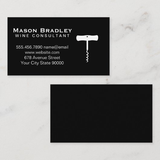 コルクねじ黒の背景 名刺 (正面/裏面)