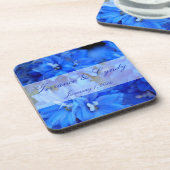 コルクのコースターのエレガントで青い花の個人的なセット コースター (左側)