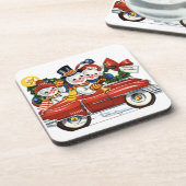 コルクのコースターのセットを運転するヴィンテージの雪家族 コースター (左側)