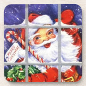 コルクのコースターの窓セットのヴィンテージサンタ コースター (正面)