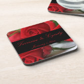 コルクのコースターの赤いバラの花束の個人的なセット コースター (左側)