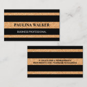 コルクのテクスチャストライプのパターン 名刺 (正面/裏面)