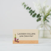 コルクのテクスチャ |ぶどう付きワイングラスとボトル 名刺 (スタンド正面)