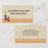 コルクのテクスチャ |ぶどう付きワイングラスとボトル 名刺 (正面/裏面)