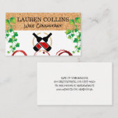 コルクのテクスチャ |ワインとつる植物 名刺 (正面/裏面)