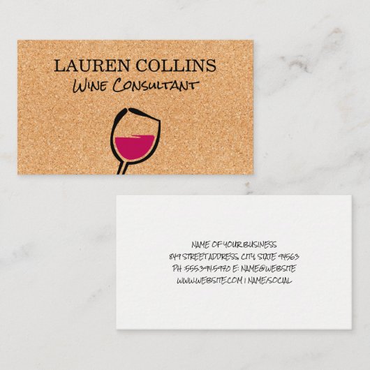 コルクのテクスチャ | ワイングラス 名刺 (正面/裏面)