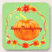 コルクのマッチングサンクスギビング懸命プラスチック コースター (正面)