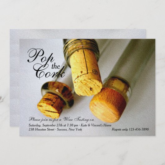 コルクの招待状をぽんと鳴らして下さい 招待状 (正面/裏面)