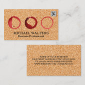 コルクの背景 | ワインの汚れ | Qrコード 名刺 (正面/裏面)