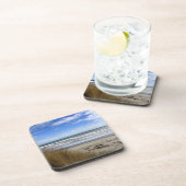 コルクの背部が付いているビーチ場面プラスチックコースター コースター (右側)