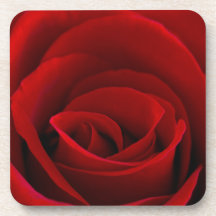 コルクの背部が付いている"赤い"堅いプラスチックコースター、6