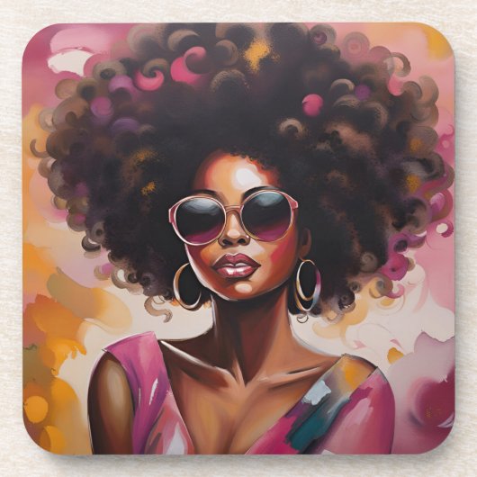 コルクの裏地を持つアフリカ系アメリカ人の女性コースター コースター (正面)