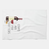 "コルクはクリッターのために"水の色の赤ワイングラス キッチンタオル (横)