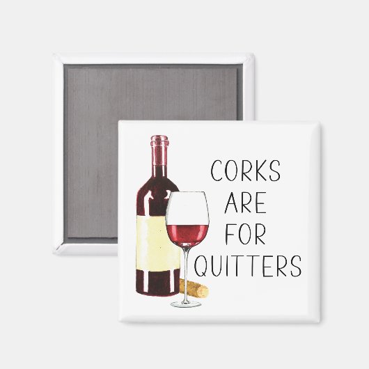 "コルクはクリッターのために"水の色の赤ワイングラス マグネット (正面/裏面)