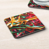 コルクカラフルコースターのクリスマスリボンセット コースター (左側)