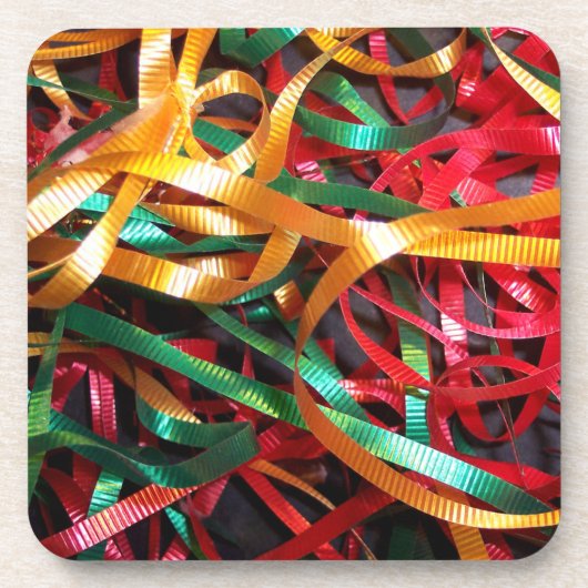 コルクカラフルコースターのクリスマスリボンセット コースター (正面)