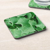 コルクコースターのグリーンヒイラギのクローズアップセット コースター (左側)