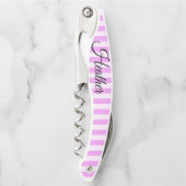 コルクスクリューボトルオープナーピンクホワイト ソムリエナイフ (正面)