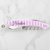 コルクスクリューボトルオープナーピンクホワイト ソムリエナイフ (正面)