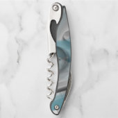 コルクスクリュー抽象芸術トレンドインテリアデコールブルー海 ソムリエナイフ (正面)