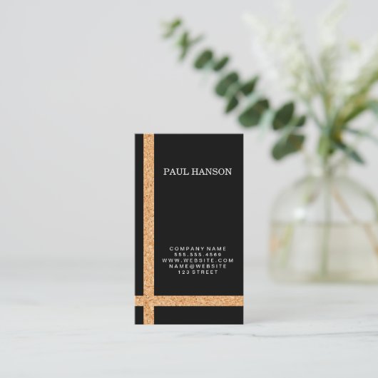 コルクストライプのアクセント/黒/バリエーション 名刺 (スタンド正面)