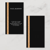 コルクストライプのアクセント/黒 名刺 (正面/裏面)