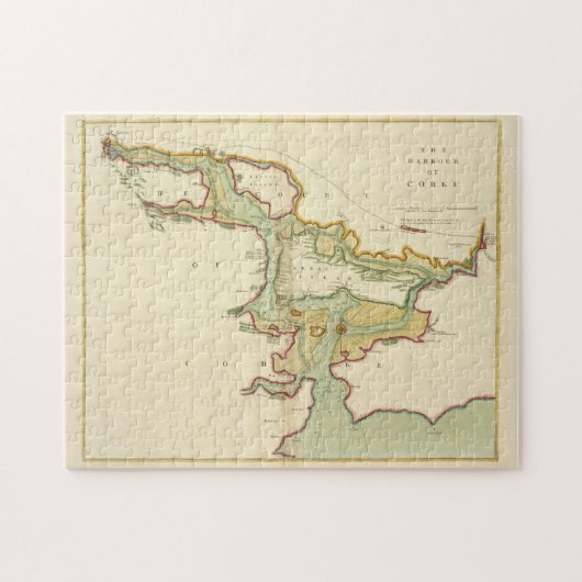 コルクハーバーアイルランドのヴィンテージの地図(1702) ジグソーパズル (横)