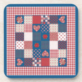 コルクバックコースターのセット：深い赤バラ コースター (正面)