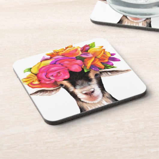 コルクバックコースターセット6山羊を投げる コースター (左側)